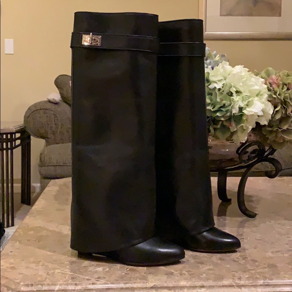 SOLD - Givenchy shark lock leather knee boot
